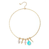 Womens Moon Pendant Necklace Earrings Set