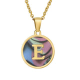 CIRCULAR SHELL ENGLISH LETTER PENDANT NECKLACE_CWAJE0675
