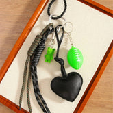 BLACK PU HEART FROG MINI FOOTBALL KEYCHAIN_CWMM7759
