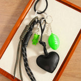 BLACK PU HEART FROG MINI FOOTBALL KEYCHAIN_CWMM7759
