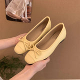 RED WEDGE ROUND TOE SLIP ON BALLET FLATS_CWSHF0125