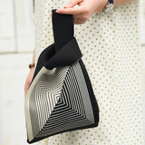 COW PATTERN CUTE KNOT WRISTLET KNITTED TOTE BAG_CWAB0880