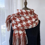 HOUNDSTOOTH TASSEL SCARF THICK WINTER WRAP_CWASC1463
