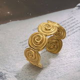 18K GOLD SPIRAL OPEN BANGLE TEXTURED STEEL_CWAJE4671