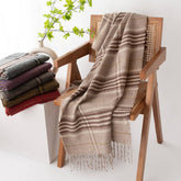 PLAID TASSEL SCARF SOFT WARM FAUX CASHMERE WRAP_CWASC0997