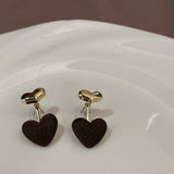 TEMPERAMENTAL HIGH END CHECKERED HEART EARRINGS_CWAJE3174