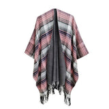 MULTI COLOR SPLIT SHAWL CLOAK WITH GRADIENT LINES_CWASC0317