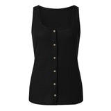 U Neck Solid Color Sleeveless Breasted Vest