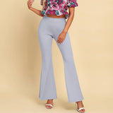 Solid Color Slim Fit Flared Trousers