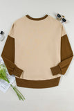 Two-Tone Round-Neck Loose Pullover Hoodie