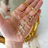 NEW CREATIVE MINIMALIST CROSS ROSE NECKLACE_CWMM3891