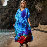 RAYON TIE DYE BEACH KIMONO COVER UP ROBE_CWMM6154