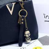 BRONZE ALLOY BUDDHA STATUE COWHIDE KEYCHAIN_CWMM5031