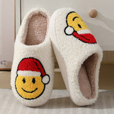 SMILING FACE SANTA CLAUS HOUSE CHRISTMAS SLIPPERS_CWSHS0260