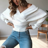 Waist-Cinching Off-The-Shoulder Pullover Sweater