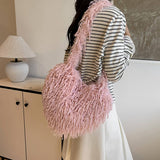 Winter Crossbody Oneshoulder Feather Heart Plushbag_Cwab4006