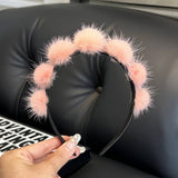 CUTE REAL MINK FUR BALL HEADBAND FUR HEADDRESS_CWMM2529