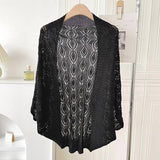 DIAMOND SHAPED HOLLOW KNITTED SHAWL_CWASC0763