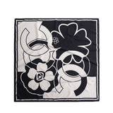Cwasc2410_Vintage Large Flower Silk Scarf Elegant Silk Scarf