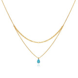 BLUE TEARDROP GLITTER DOUBLE LAYER NECKLACE_CWAJE1579