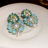 FRENCH PEARL FLOWER TASSEL EARRINGS_CWAJE2328