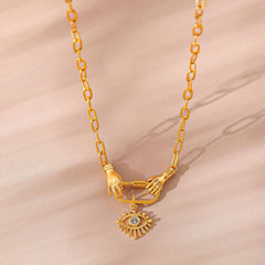 ALL MATCH DEVILS EYE ZIRCON NECKLACE_CWMM5316