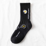 Women Black Daisy Socks_Cwms0670