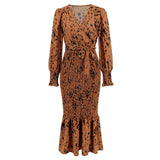 V-Neck Belted Floral Mermaid Maxi Dress