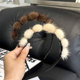 CUTE REAL MINK FUR BALL HEADBAND FUR HEADDRESS_CWMM2529