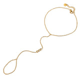 Trendy Triple Zircon Ring Anklet, 18K Gold Steel