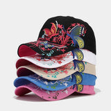 BUTTERFLY EMBROIDERY BASEBALL CAP WOMEN S SUN HAT CWAH1648