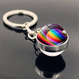 DOUBLE SIDED GLASS BALL KEYCHAIN PENDANT JEWELRY_CWMM0492