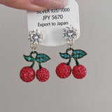 CUTE RED ZIRCON CHERRY EARRINGS_CWAJE1455