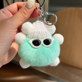 CUTE RABBIT FUR BRIQUETTES CAR KEYCHAIN PENDANT_CWMM2480