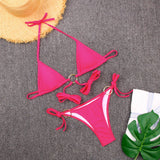 METAL RING BIKINI SET SEXY TIE SIDE SWIMSUIT_CWMW0257