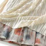 REVERSIBLE ROSE PRINT TULLE PLEATED MAXI SKIRT_CWBMS0358