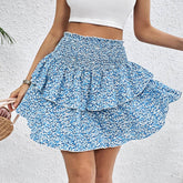 Tailored Floral Double-Layer Short Skirt