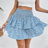 Tailored Floral Double-Layer Short Skirt