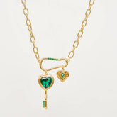 FASHIONABLE EMERALD HEART KEY NECKLACE_CWMM5541