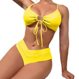 Women'S Tie-Front Bikini Multi-Color Sexy Swimwea_Cwmw0173