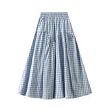 Vintage Plaid High-Waist A-Line Flared Skirt_Cwbms0349