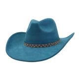 Western Ethnic Soft Suede Cowboy Fedora Hat_Cwah04400