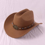 BOHO WESTERN WIDE BRIM FELT HAT FOR TRAVEL SUN_CWAH3658