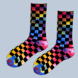 FASHION TIE DYED CHECKERED SOCKS_CWMS0265