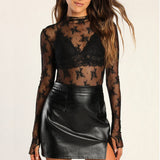 SEMI SHEER MESH LACE TOP BOTTOMING SHIRT_CWTBLL2660