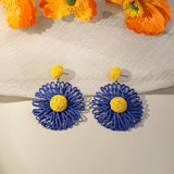 HAND WOVEN CONTRASTING FLOWER EARRINGS_CWAJE1871
