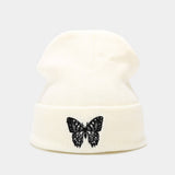BUTTERFLY EMBROIDERY ALL MATCH WARM KNITTED HAT_CWAH2132