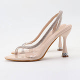 Transparent Stiletto Heels With Rhinestones