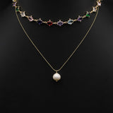 HIGH GRADE MULTI LAYER ZIRCON PEARL NECKLACE_CWAJE3862