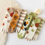 Women Padded Coral Fleece Cat Claw Socks_Cwms0331